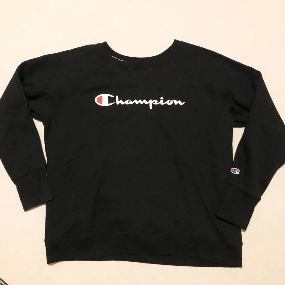 Champion Sweater Women XL Size Black Crewneck